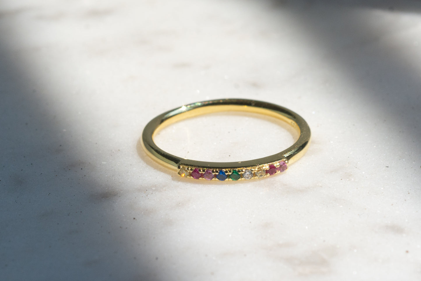 Half Pave Rainbow Ring