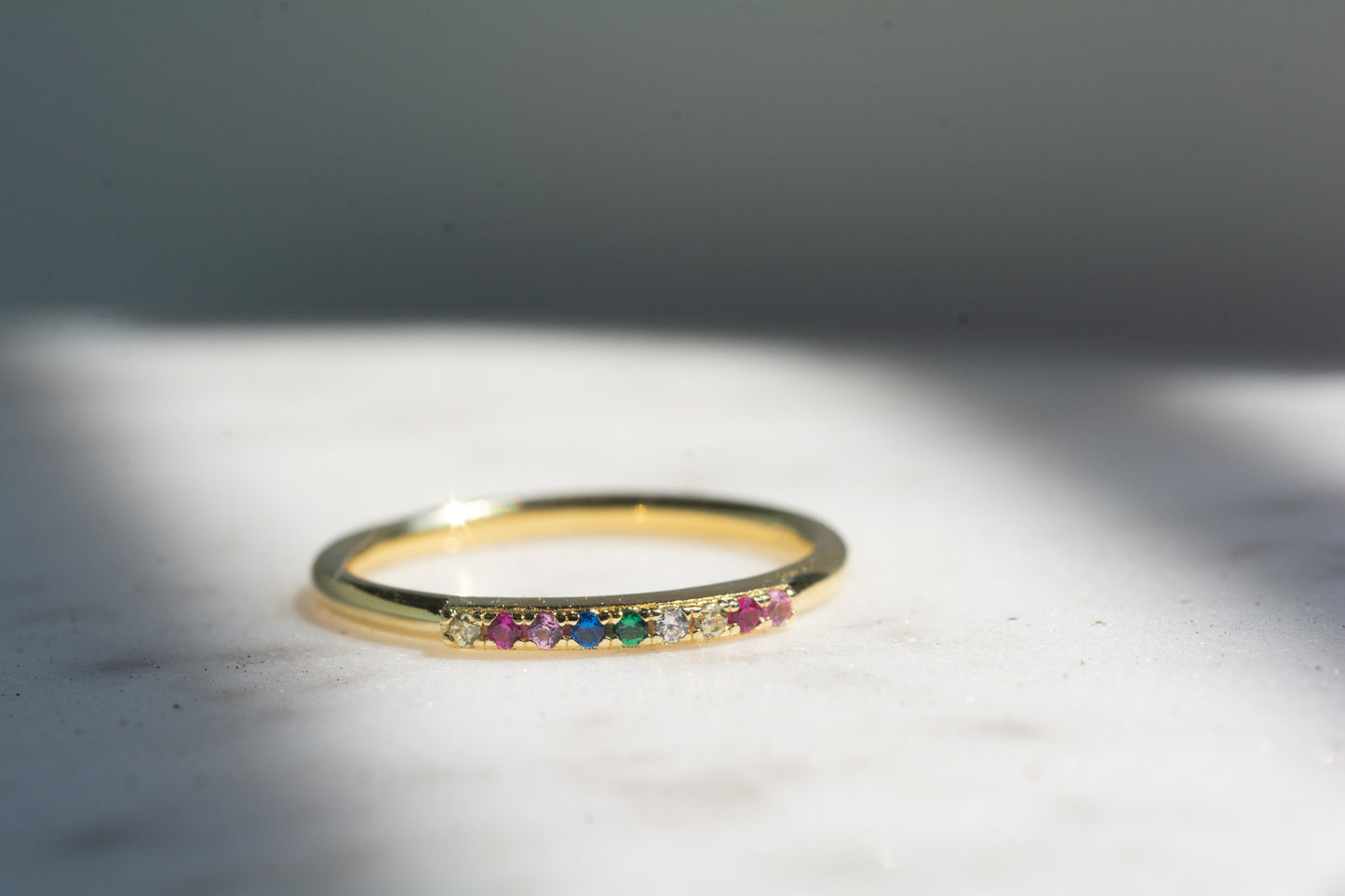 Half Pave Rainbow Ring