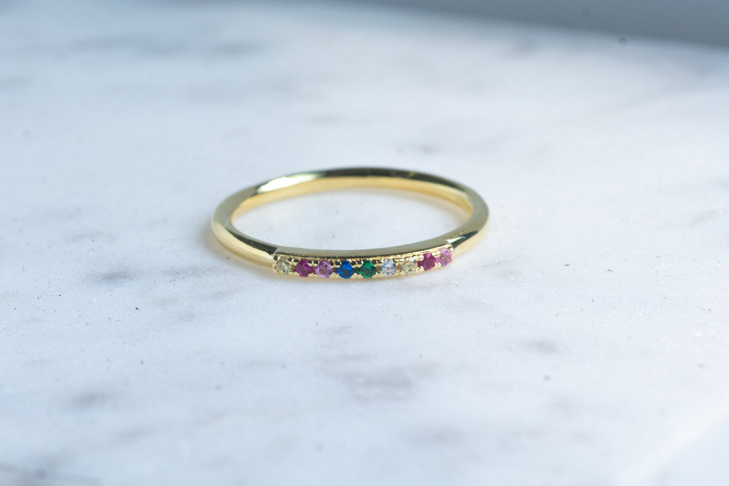 Half Pave Rainbow Ring