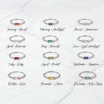 Sterling silver birthstone rings come in all month's birthstone colors. 