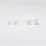 Elegant gold diamond stud earrings. 