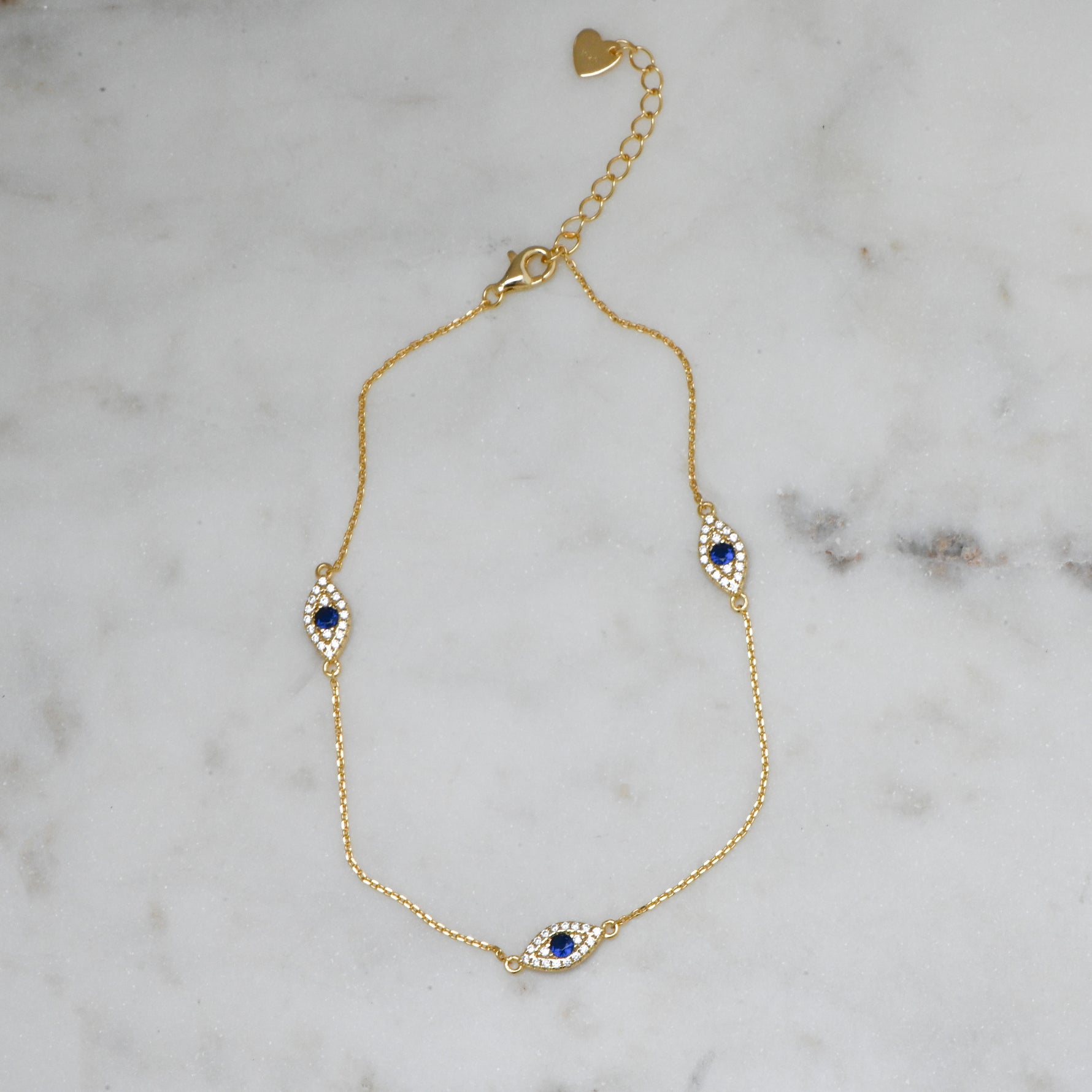 Gold evil eye ankle bracelet
