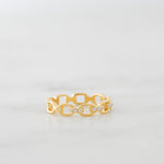 Gold link chain ring with CZ detail. 