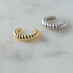 Gold and silver croissant ear cuffs