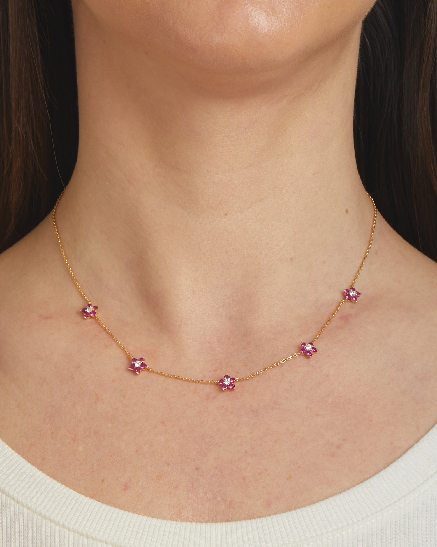 Ruby Flower Necklace