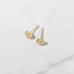 Gold plated cz diamond flower stud earrings