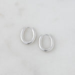 Simple oval sterling silver huggie hoops