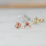 Rose gold celestial moon plain stud earrings
