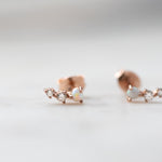 Rose gold opal and cz stud earrings