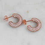 Rose gold pave tube hoops