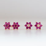 Ruby flower stud earrings. 