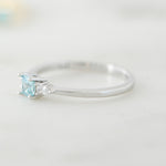 March birthstone ring in sterling silver. 