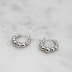 Silver beaded gradient hoop earrings