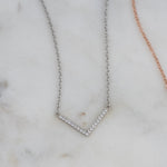 Sterling silver chevron studded necklace.