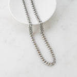 Silver curb chain link with cz stones. 