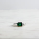 Statement sterling silver emerald gemstone birthstone ring. 