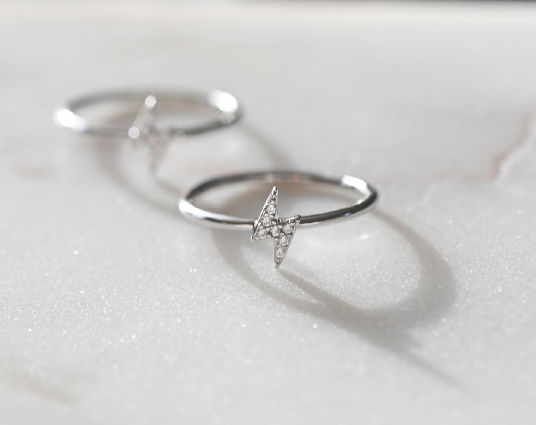 Sterling silver lightning bolt dainty ring. 
