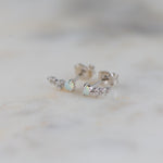 Sterling silver opal and diamond cz stud earrings
