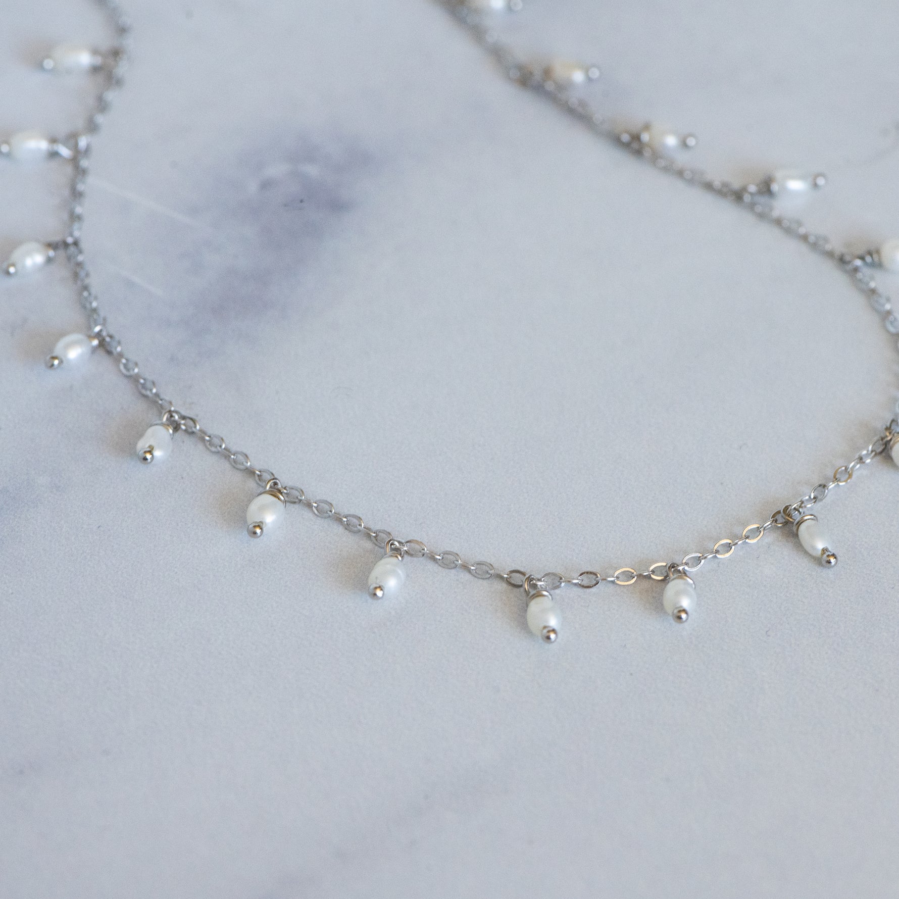 Silver pearl charm dainty chain anklet bracelet perfect for spicing up your summer look