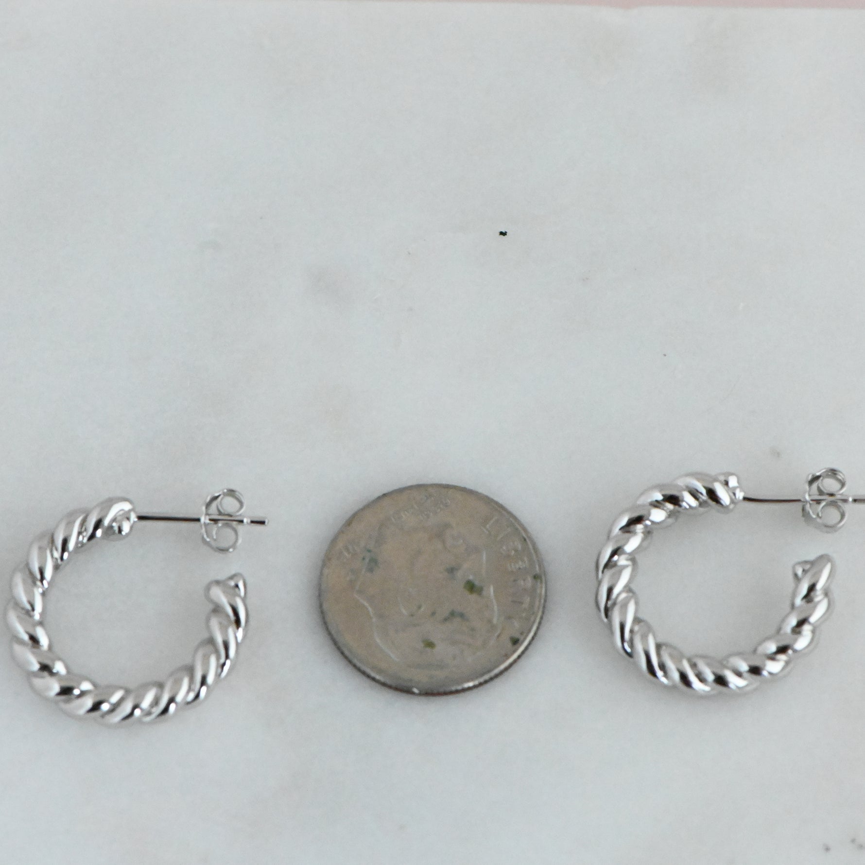 Thick spiral hoop earrings in sterling silver