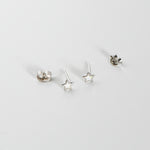Silver opal star celestial stud earrings