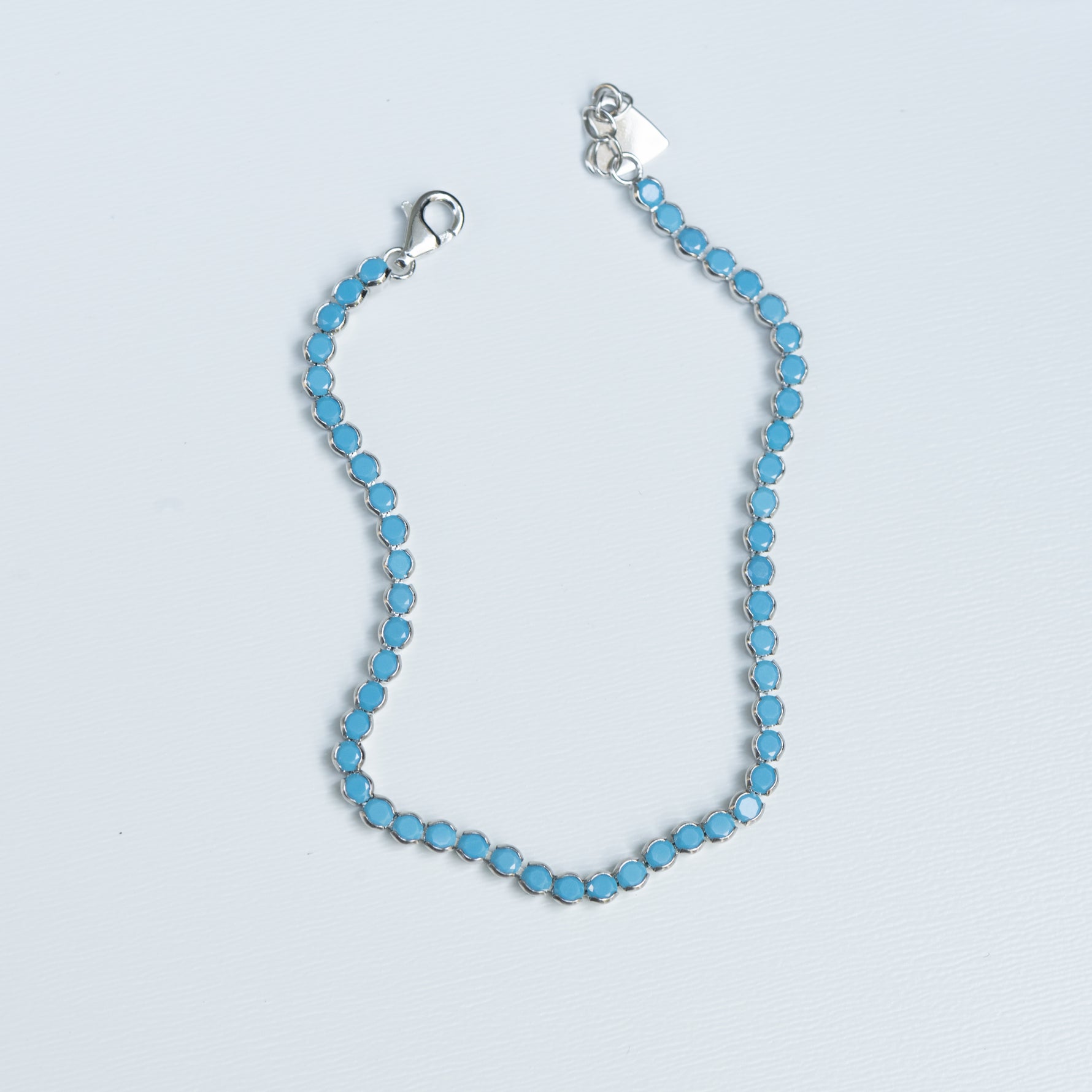 Sterling silver delicate turquoise tennis anklet