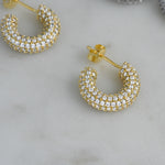 Gold pave tube hoops