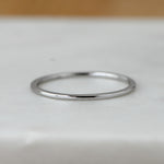 Upclose image of sterling silver plain band.