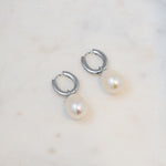 Sterling silver pearl charm earrings
