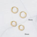 Gold studded cz hoop earrings in two sizes.
