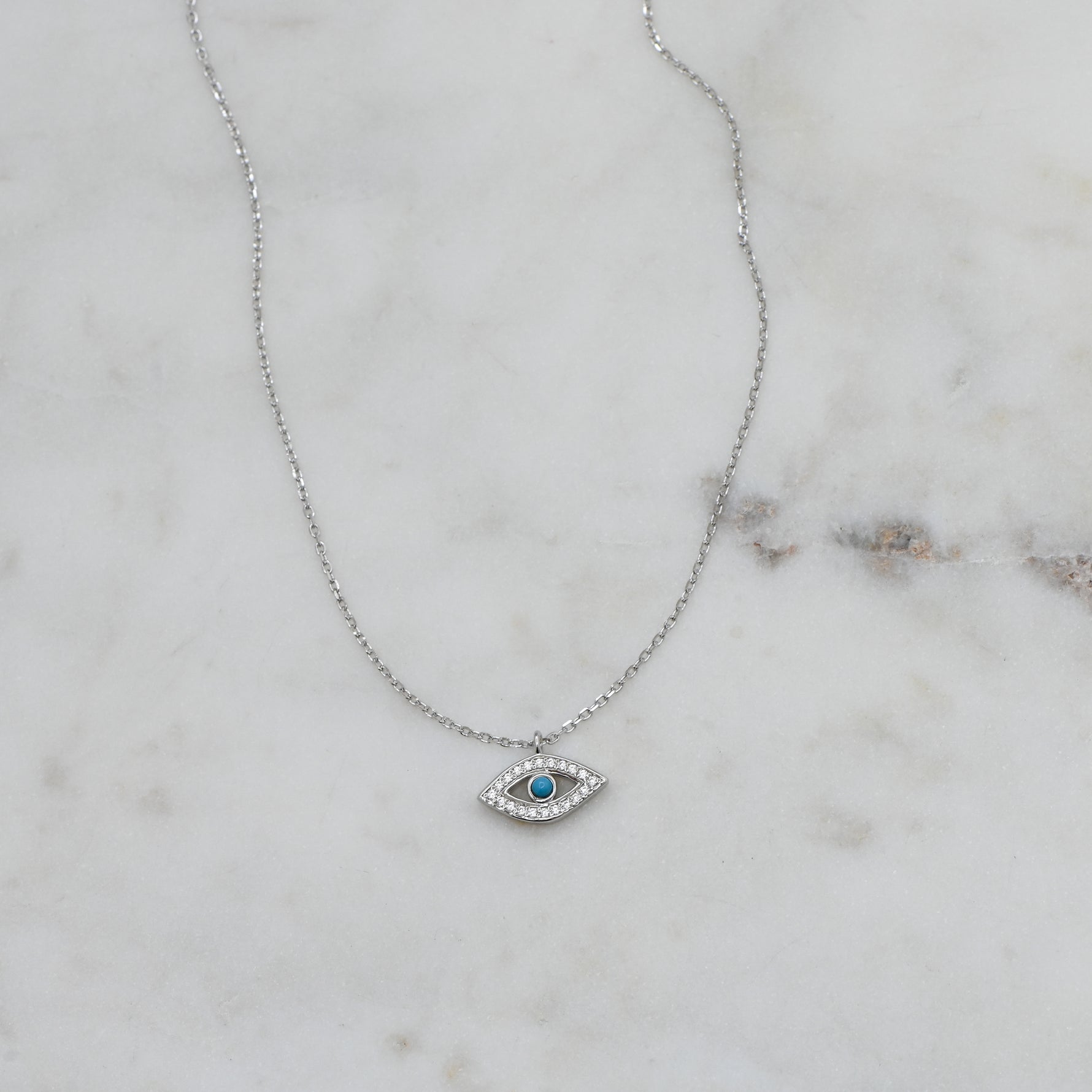 Sterling silver evil eye turquoise necklace. 