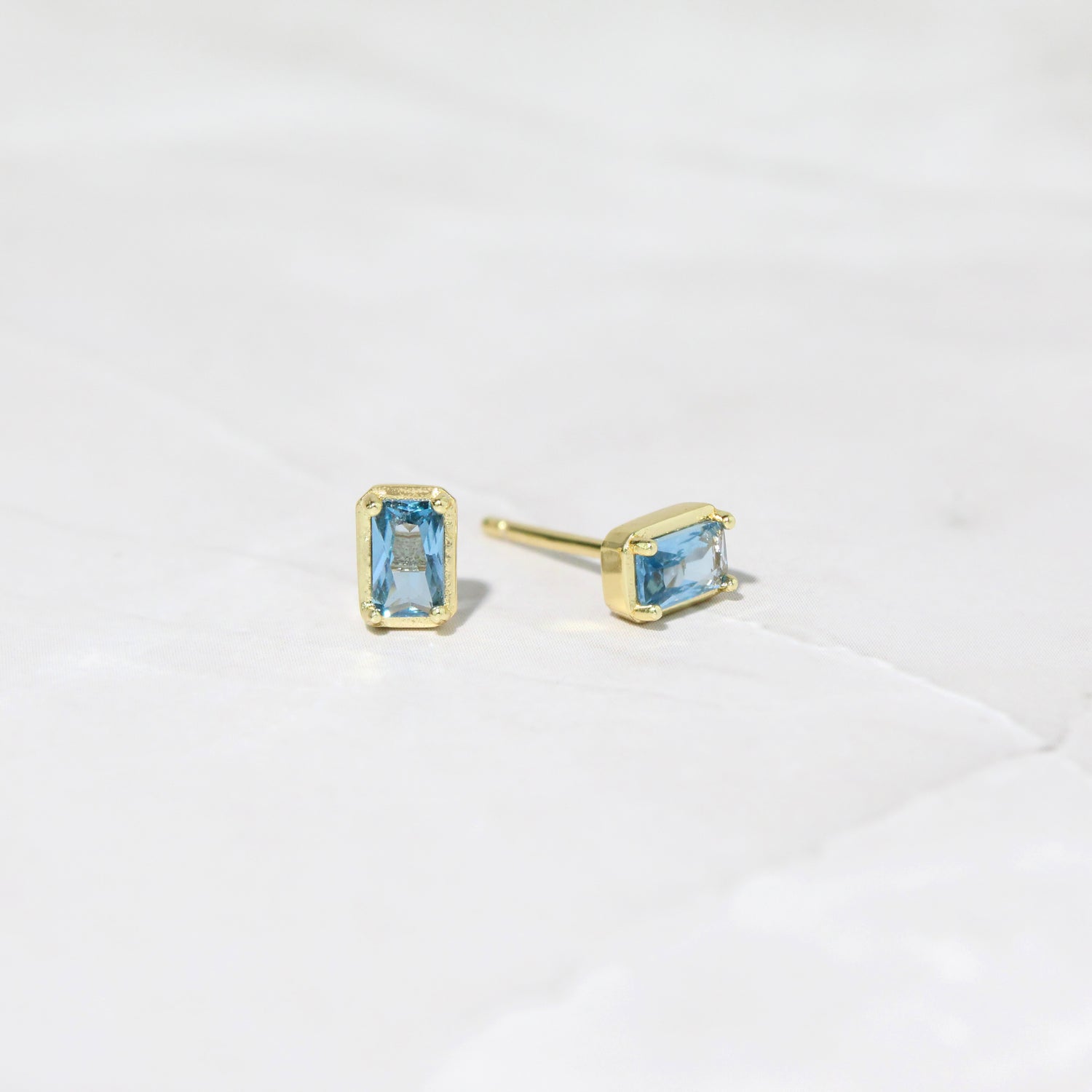 Aquamarine Baguette Studs