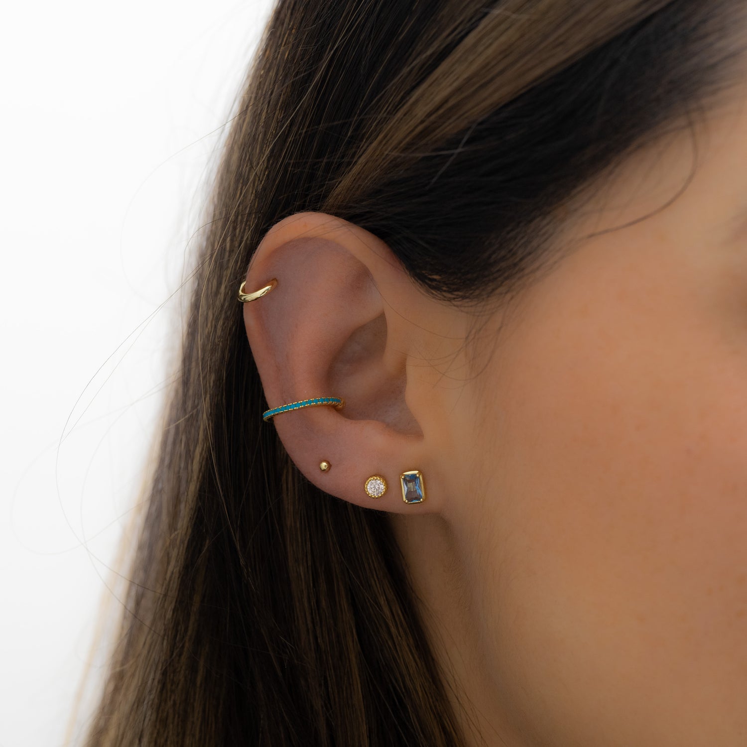 Aquamarine Baguette Studs