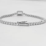 silver diamond tennis bracelet with box closure