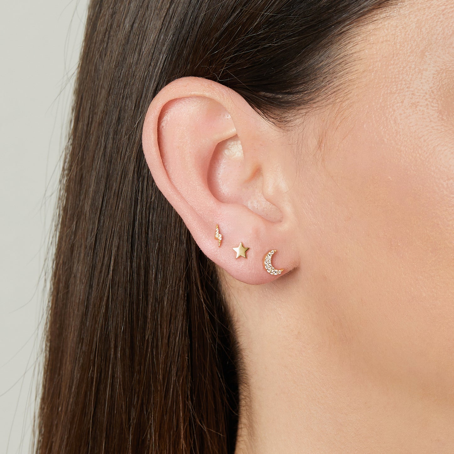 Studded Moon Stud Earrings