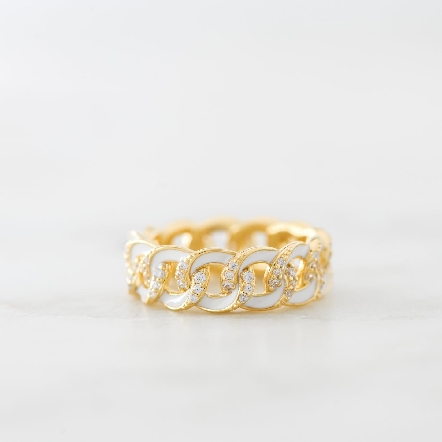 White Enamel Chain Ring