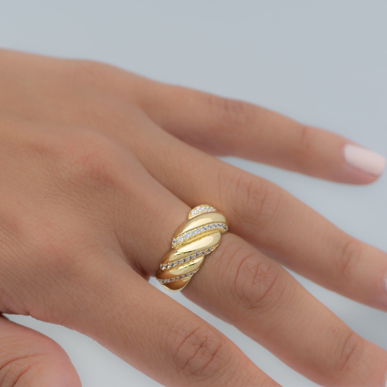 CZ Croissant Ring
