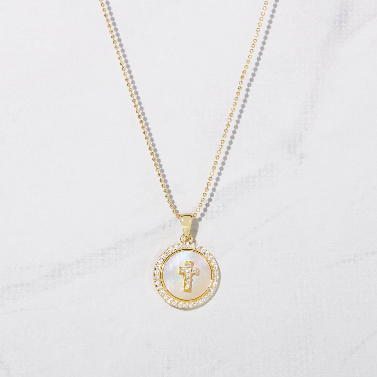 Mother of Pearl Cross Necklace