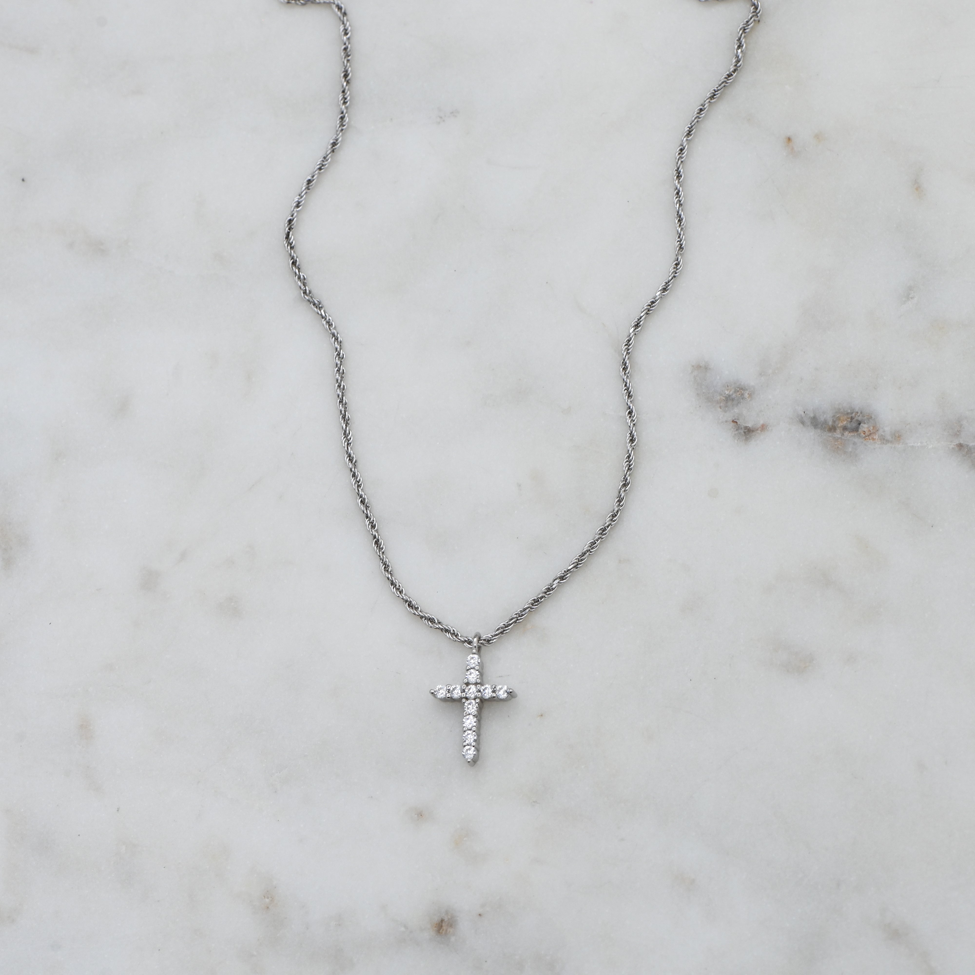 Dainty Diamond Cross Pendant Necklace Sami Jewels