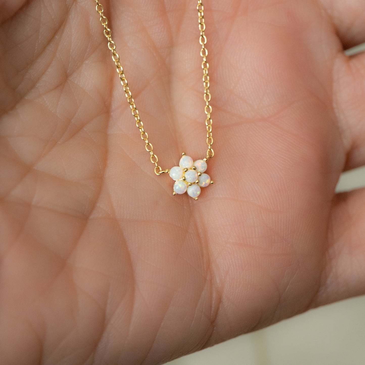 Opal Flower Necklace