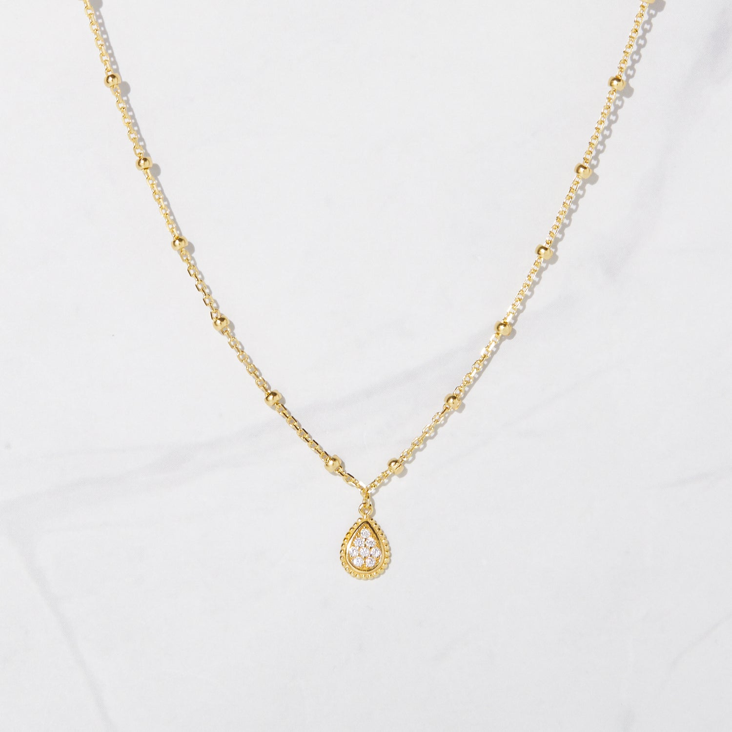 Beaded Tear Drop Necklace