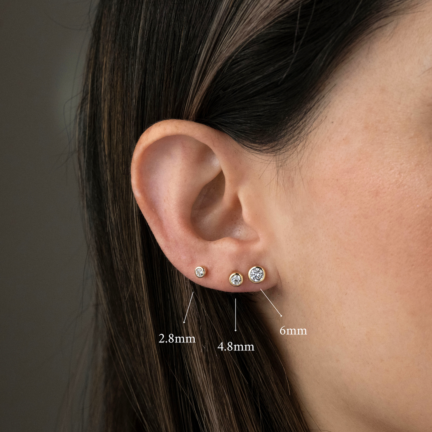Diamond Bezel Stud Earrings