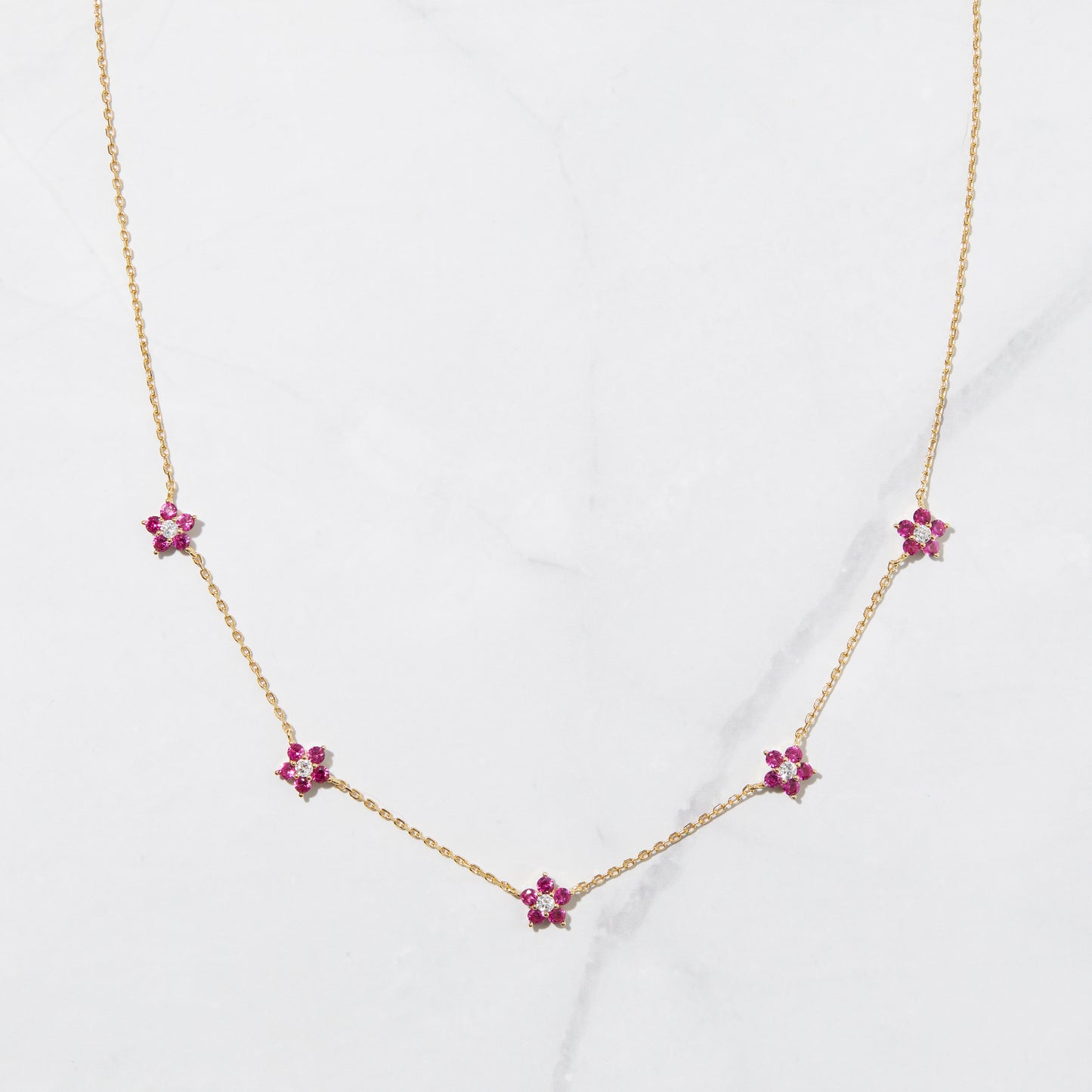 Ruby Flower Necklace