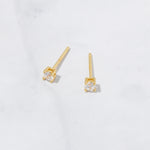 Simple gold plated diamond stud earrings for women