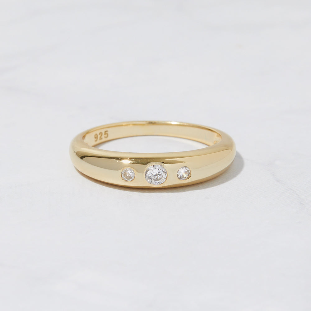 3 Stone Dome Ring