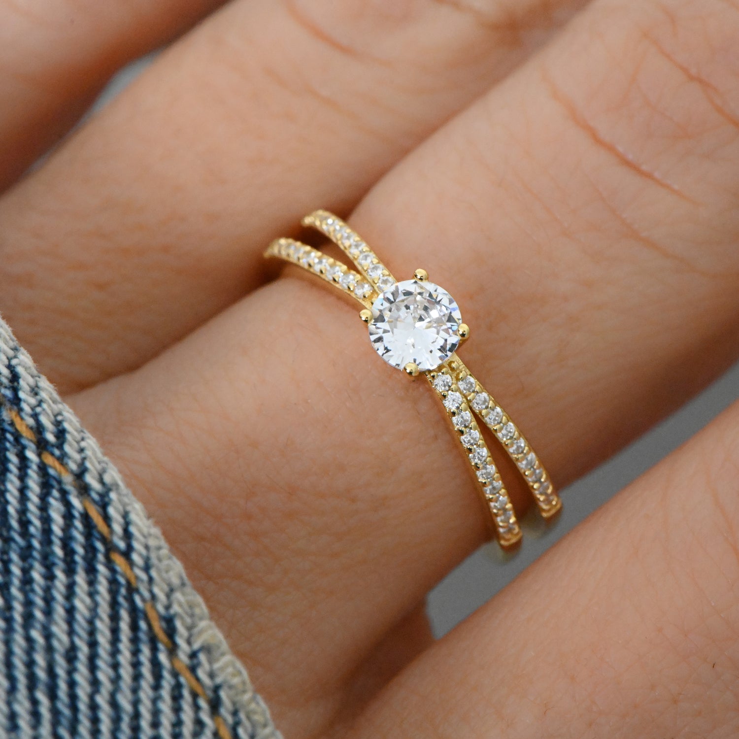 Double Shank Diamond Ring