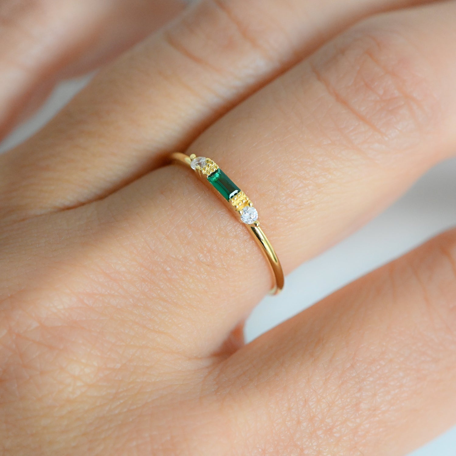 Emerald Baguette Ring