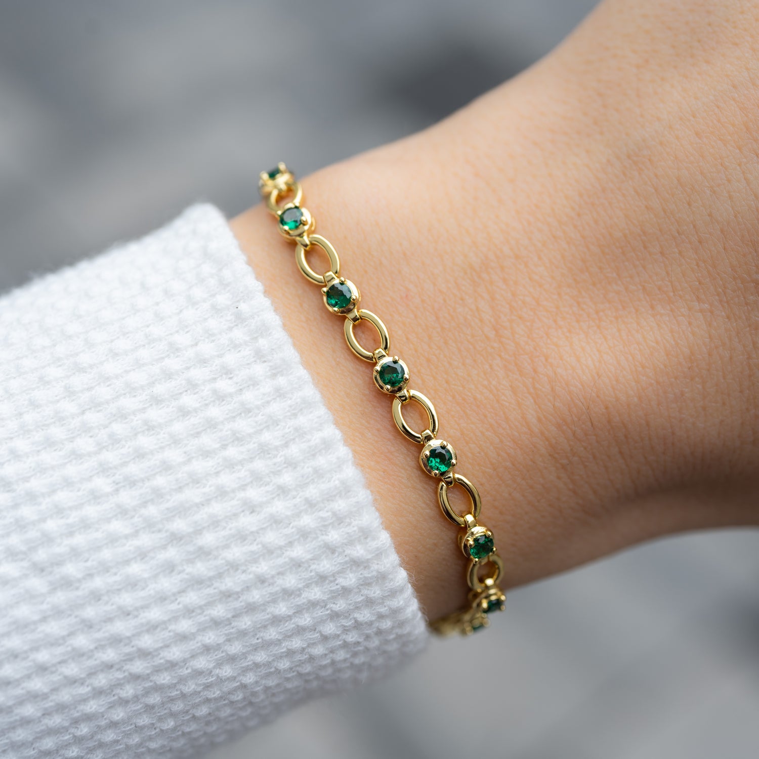 Emerald Chain Tennis Bracelet