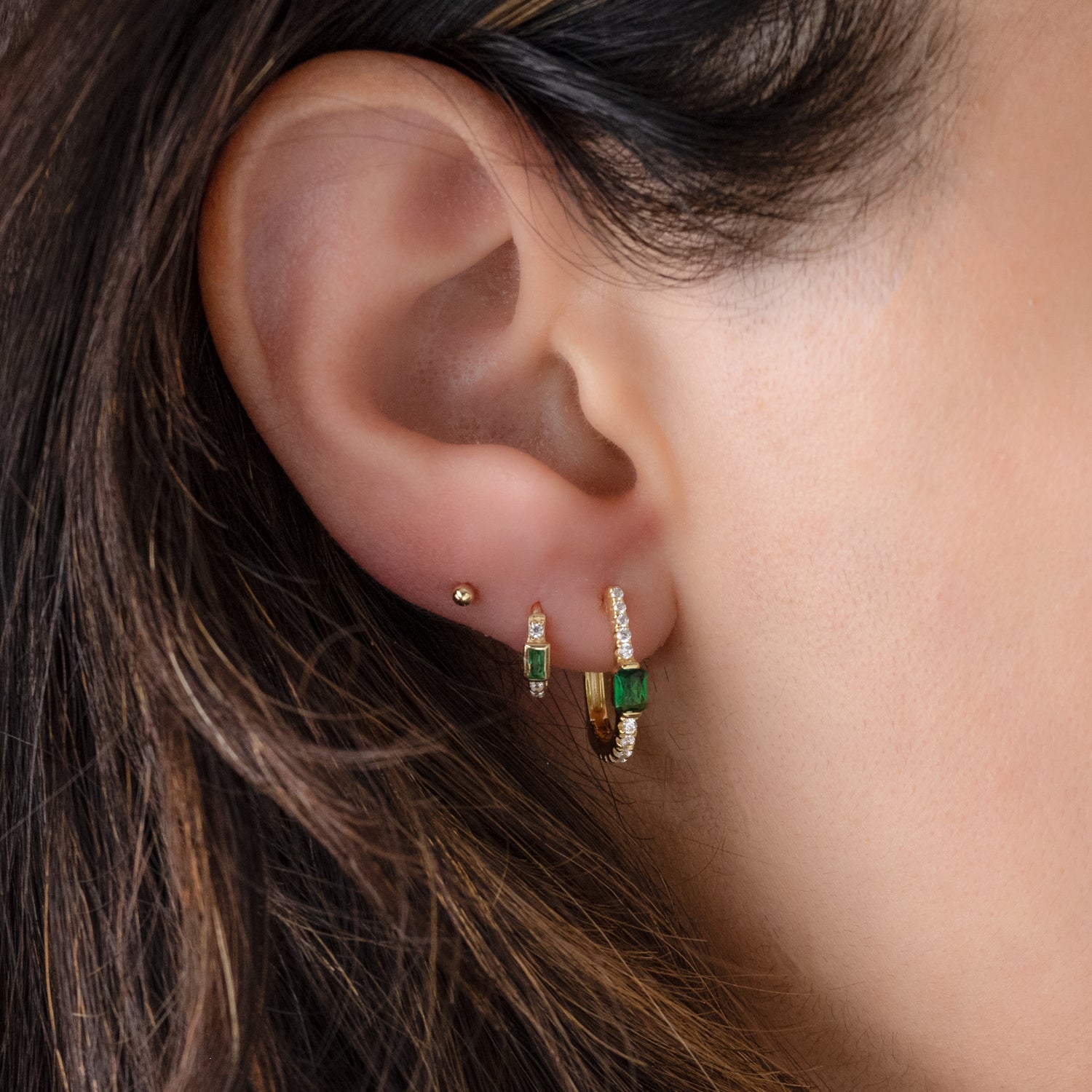 Emerald Hoop Earrings