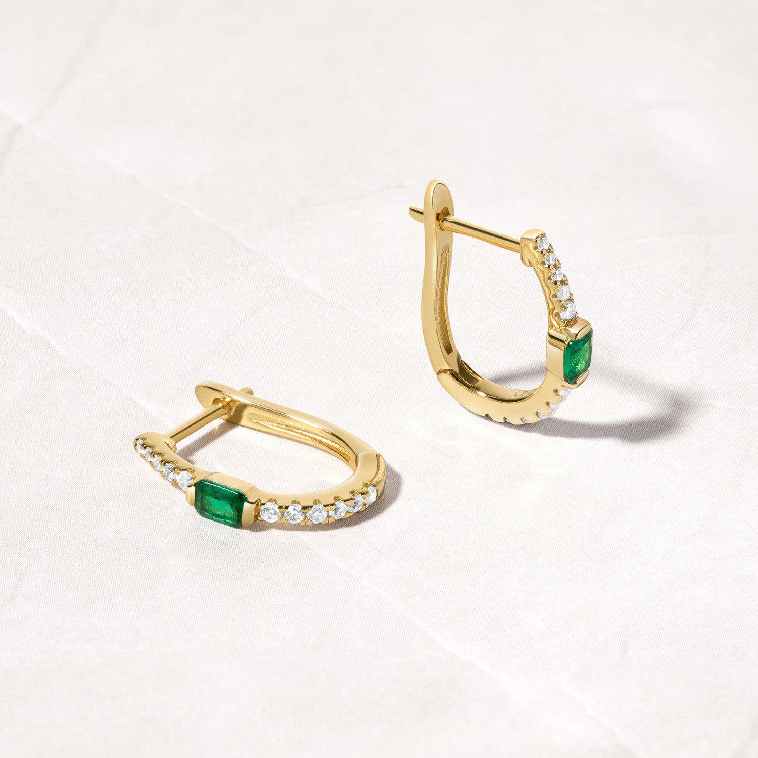 Emerald Hoop Earrings